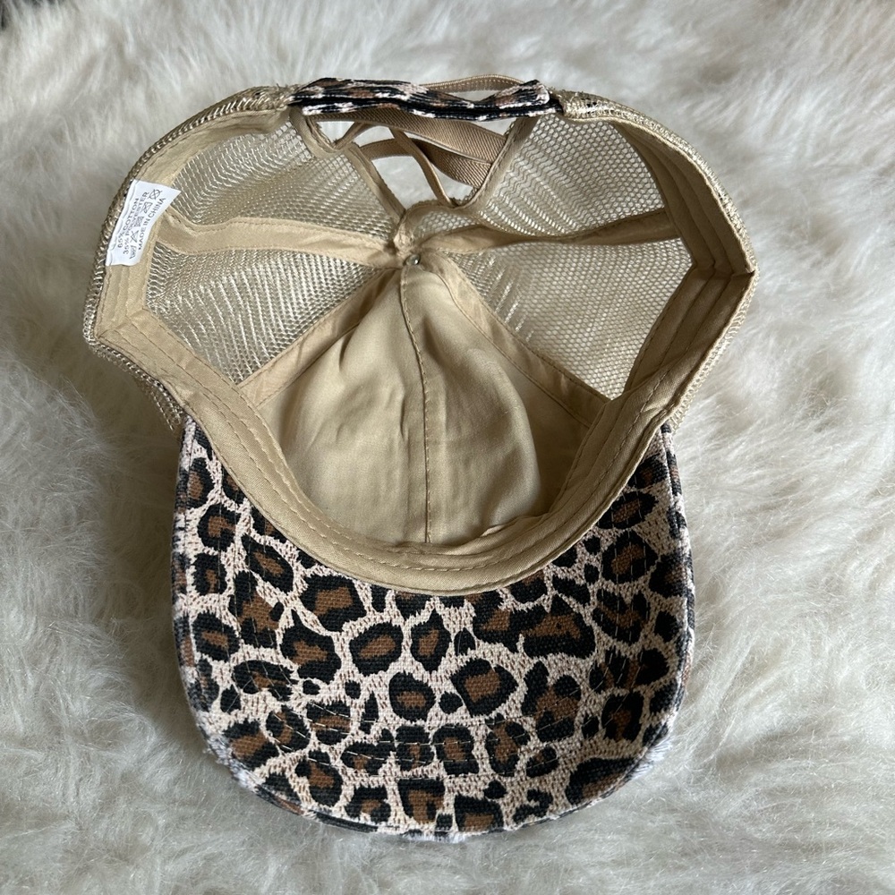Trouble Maker Leopard Print Trucker Hat - Brown/Black - Picture 3 of 5